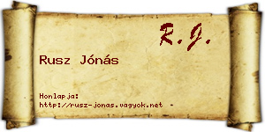 Rusz Jónás névjegykártya